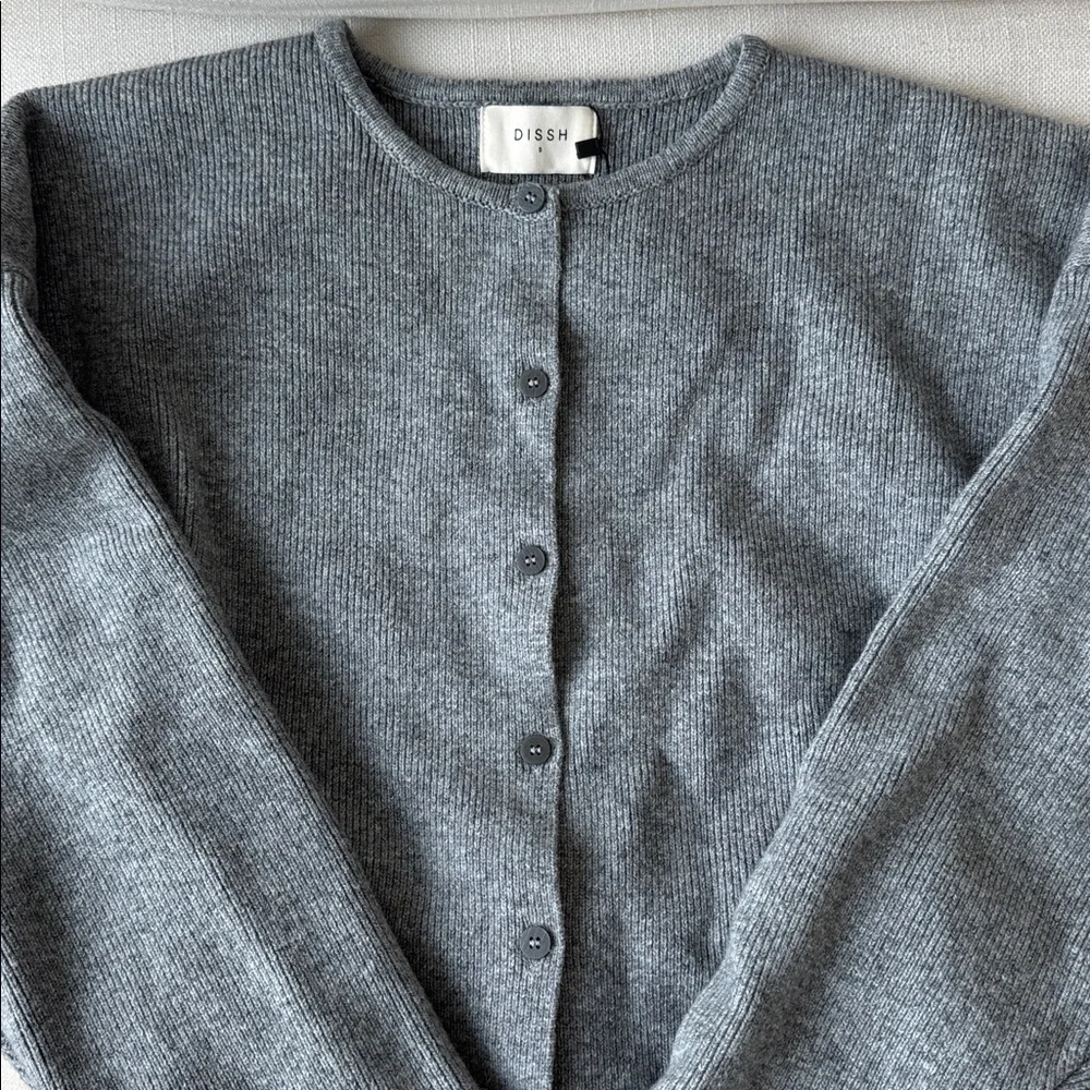 DISSH Gray Button-Up Ribbed Knit Cardigan - Picture 5 of 8
